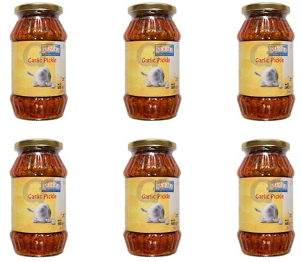 Ashoka Garlic Pickle - 500g (Pack of 6) | Authentic Indian Flavor Burst | Zesty Garlic Infusion | Handcrafted with Fresh Ingredients | Perfect Accompaniment to Meals