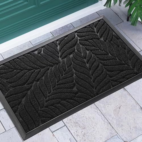 Yimobra Door Mats Outdoor Indoor, Heavy Duty Non Slip Welcome Mats for Front Door, Easy Clean Outside Doormats for Outdoor Entrance Home Entry Mat, Patio Waterpoor Rubber, 120 x 81 cm, Black
