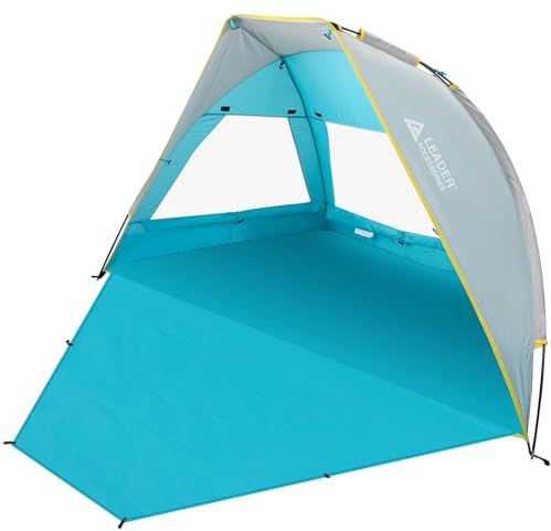 Leader Accessories 2-3 Person Portable Beach Tent Sun Shelter, UPF 50+ Beach Umbrella Sun Shade Tent with Extendable Floor, Blue