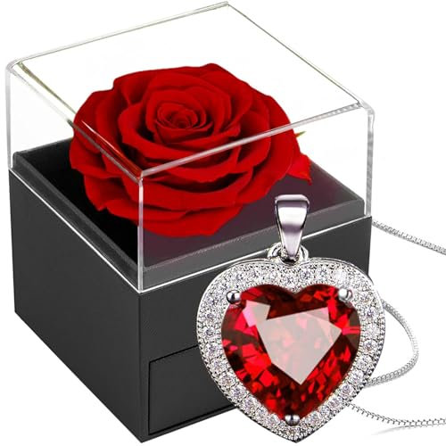 SWEETIME Rosa Eterna,Rosa Real Preservada, Eterna Hecha a Mano, Regalos para Ella,Románticos Regalo para Mujer para Día de San Valentín Aniversario Día de la Madre Bodas Cumpleaños Navidad