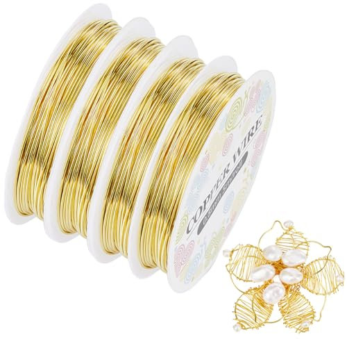 SUNNYCLUE 20M Copper Beading Wire 0.8mm 20 Gauge Gold Jewellery Wires for Crafting & Wrapping