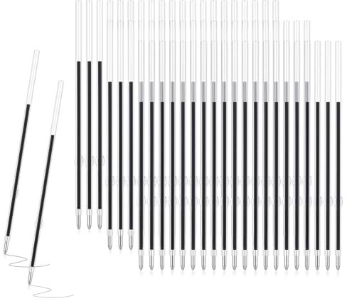 NHPY 60 Stück Kugelschreiberminen Schwarz, Kunststoff Kugelschreiber Minen, Kugelschreiber Ersatzminen,Einziehbare Stift Nachfüllungen 1,0Mm Strichstärke,Kugelschreiberminen 98Mm Länge(Schwarz)