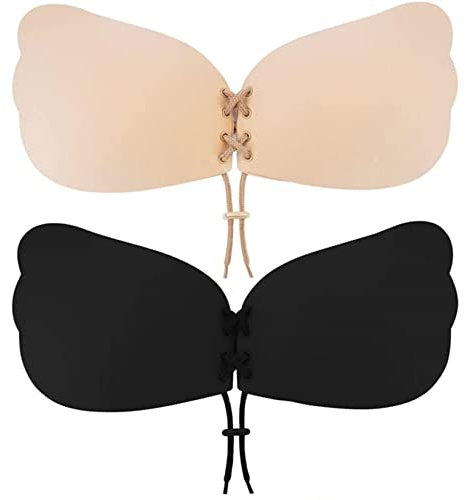 Stycizom Klebe BH 2 Stück,Trägerloser,Push Up Rückenlos,Unsichtbarer,BH Rückenfrei Abdeckungen für Abendkleid Brautkleid Badeanzug und rückenfreie