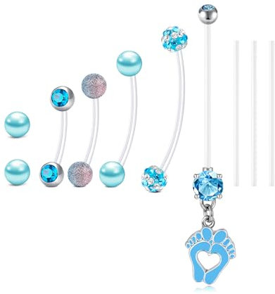 NIUSIMAN 14G flessibile chiaro acrilico piercing ombelico gravidanza blu personalizzato penzoloni gravidanza maternità pancia anelli 35 mm donne flessibile chiaro pancia Piercing Retainer