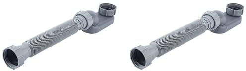 Janasiba 2 x Boden-Siphon, 1 1/2 P, flexibel, für Badewanne, Dusche, Ablaufschlauch, flach, P Siphon auf Fuß, Badewannenablauf für Badewanne