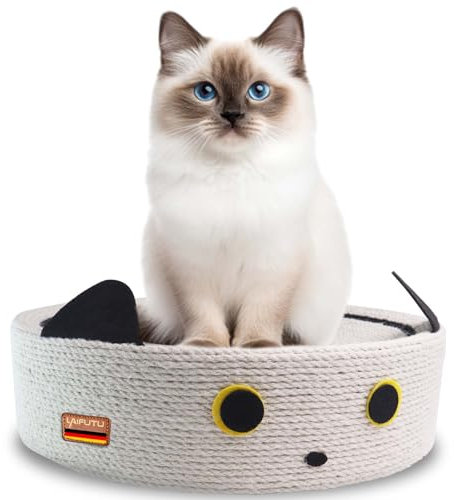LaifuTu Kratzbretter Katze, Natürliche Sisal Katzen Kratzbrett 40x40x10CM, Langlebiges Kratzpappe für Katzen, Rund kratzbrett, Bequem Kratzpappe, Kratzbrett Katze für Schlafen Spielen Kratzen