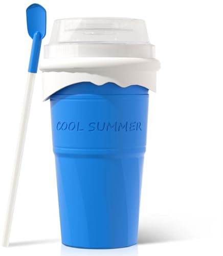 Slushy Maker Cup 500ml Slushy Squeeze Cup for DIY Milkshake, Magic Slushy Maker Squeeze Cup, DIY Smoothie Maker for Kids, Ice Maker Cup Squeeze (1 Blue (500ml/COOL SUMMER))