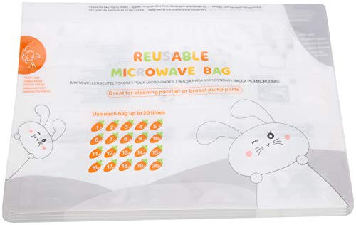 16 Pz Bimirth Biberon Sacchetto di Pulizia Tiralatte Massaggiagengive Forno a Microonde Sacchetto di Pulizia Biberon/Tirala Sterilizzatore Portatile (Bianco)