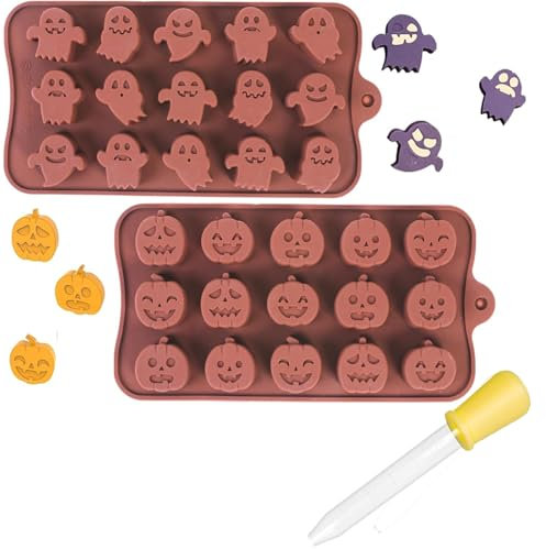 sylbx 3 Pezzo Stampo in Silicone per Halloween,Stampi per Cioccolato,Silicone Mold Di Halloween,Stampi Facili da Pulire Cioccolato,Stampi in Silicone per Halloween,per Amanti Della Cottura