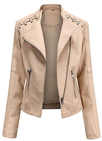 Chaqueta corta de cuero para mujer, chaqueta de entretiempo de piel sintética con cremallera, abrigo corto, chaqueta de motorista, con bolsillos, cortavientos, protección contra el frío, cortavientos,