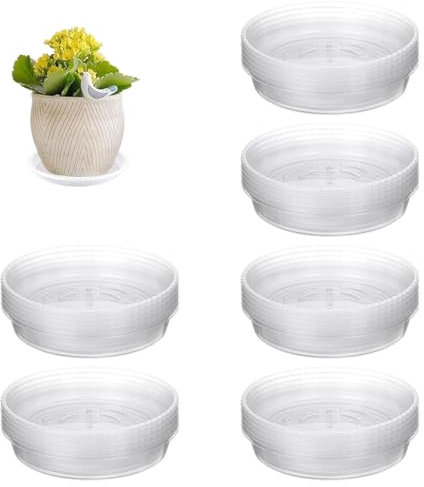 30 Stück transparente Pflanzen-Untersetzer (15,2 cm/20,3 cm/25,4 cm), schwere, stabile Pflanzen-Blumentopf-Tropfschalen für Innen- und Außenpflanzen, rund,