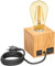 ledscom.de Tischlampe HITO, Holz massiv, eckig, USB, inkl. E27 Lampe Retro, gold, max. 814lm, 3-Stufen, extra-warmweiß