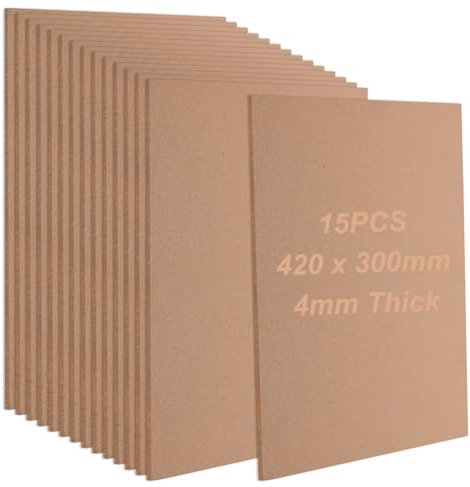 AHAQU 15 pannelli in legno MDF formato A3, spessore 4 mm, per progetti fai da te, 42 x 30 cm, fogli vuoti in MDF per pittura, modellazione, incisione, traforo artistico