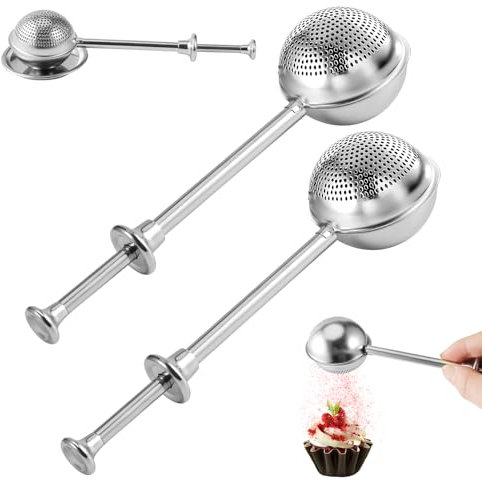 Vriysei Spolverino per farina, 1 setaccio per farina per cuocere lo zucchero a velo, in acciaio inossidabile 304, spruzzatore e strumenti, spezie e filtri per tè (2)