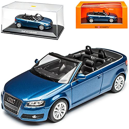 alles-meine.de GmbH A*U*D*I A3 8P Cabrio Blau Metallic 2. Generation 2003-2013 1/43 Minichamps Maxichamps Modell Auto mit individiuellem Wunschkennzeichen