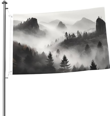 2x3 Fuß Flaggen, doppelseitige Flagge für draußen, neblige Berge, lustige Willkommens-Garten-Banner für Haus, Garten, Hof, Rasen, Innen-/Außen tion, Flaggen, Urlaubsbanner, Schild