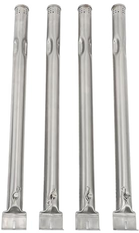 plplaaoo Gas Grill Burner Tube Stainless Steel Universal High Strength BBQ Grill Burner Pipe Adjustable Replaceable for Gas Grills 4PCS