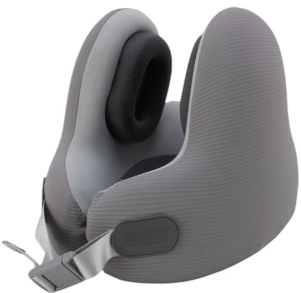 Alomejor Travel Neck Pillow Memory Foam Neck Support Pillow Music with Built-in Speakers Noise Cancelling for Airplane Car Travel