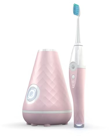 TAO Clean Spazzolino da denti sonico disinfettante UV e stazione di pulizia, spazzolino elettrico, regolazione doppia velocità, rosa fard