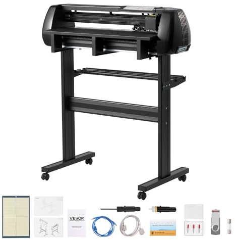 VEVOR Vinyl Cutter Machine, 28 inch Max Feed Width, Dual Blades, Adjustable Force and Speed, LED Display, Vinyl Plotter Cutter Printer with Signmaster Software for Compatible with Windows and macOS
