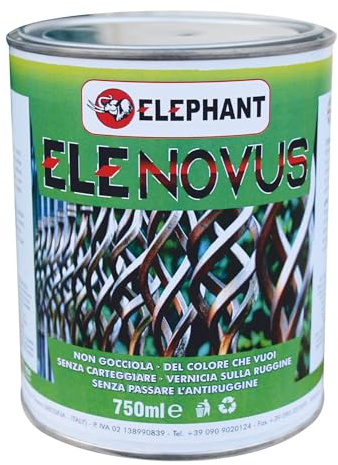 ELEPHANT ELENOVUS Smalto Protettivo per Metallo, Verde, 750ml, Multicolore, Applicazione Diretta su Ruggine, Finitura Satinata