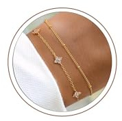 Turandoss Armband Gold Damen, Kleeblatt Armband Gold Armband Mädchen | Kleeblatt Armband Damen, Evil Eye Armband Set, Armbänder Blumen Gold, Schmuck Geschenk für Frauen Mädchen