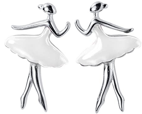 ZCCZJS Farbverglaseballet Tänzerin Ohrringe für Frauen Hochzeit Valentinstag Geschenkschmuck Schmuck