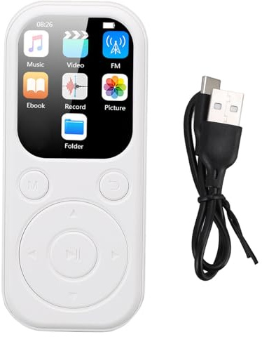 Asixxsix MP3-Player mit Bluetooth 5.4, 2,01-Zoll-Bildschirm, Tragbarer Musik-Player, Eingebauter Lautsprecher, Sprachrekorder, UKW-Radio, Wecker, E-Book, Kalender und Stoppuhr (Mit 32g