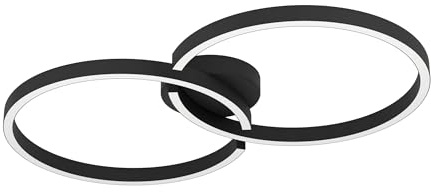 EGLO LED Deckenlampe Gambulaga, Deckenleuchte dimmbar per Fernbedienung | Lampe Decke Kreise, Metall in Schwarz, RGB, warmweiß-kaltweiß, 67,5 cm