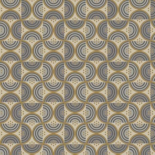 Profhome Retro Tapete 390613-GU Vliestapete oliv beige grau oliv-gelb 0,53 m x 10,05 m = 5,33 m2