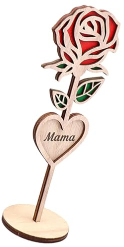 Hemobllo Holzrosen Tischdekoration zum Muttertag Romantische Schreibtischdeko mit Elegantem Design Deko für Muttertagsgeschenk