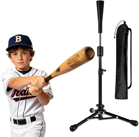 BORDEAG Höhenverstellbares Baseball Schlag T-Stück, 50-80cm Baseball Batting Tee, Stabil Konstruktion Baseball Schlagtraining, Baseballstativ, Softball Trainingsausrüstung für Indoor Outdoor Training