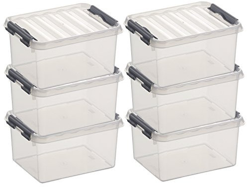 6x SUNWARE Q-Line Box - 2 Liter - 200 x 150 x 100mm - transparent/silber