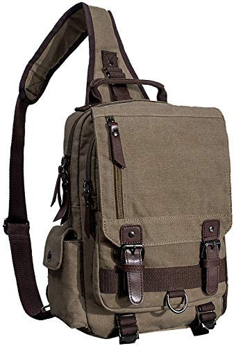 Vintage Canvas Rucksack Handtasche Schultasche für Outdoor Außflug Sport(Armeegrün)