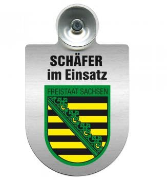 Einsatzschild Windschutzscheibe incl. Saugnapf - Schäfer im Einsatz - 309387 - incl. Regionen nach Wahl Farbe Region Freistaat Sachsen