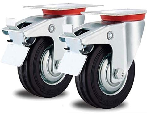 2 Lenkrollen 125mm Transport-Rolle drehbar lenkbar Stahl-Felge für Außen-Bereich 125 mm Schwenkrolle