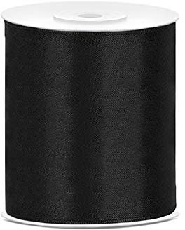 Deco Satinband 25m x 100mm 10cm breit Geschenkband Band Satin Hochzeit Tischläufer (schwarz)