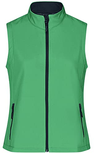 James & Nicholson Damen Softshell Weste - Taillierte Weste aus atmungsaktivem Softshell | Farbe: green/navy | Grösse: XXL