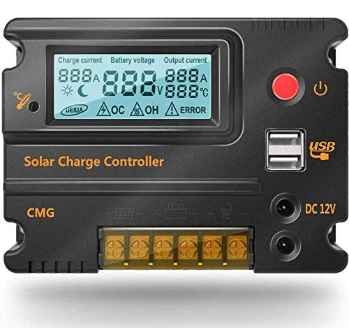 20A 12V 24V Contrôleur de Charge Solaire Interrupteur LCD Automatique Panneau Intelligent Régulateur de Batterie Régulateur de Charge Protection Contre la Surcharge Compensation de température