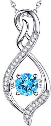 GinoMay März Geburtstagsgeschenke Damen Blau Aquamarin Schmuck für Ihre für Immer Liebe Unendlichkeit Halskette 925 Sterling Silber