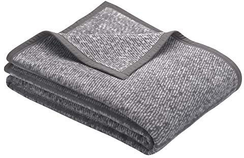 bugatti 3238 Kuscheldecke 150x200 cm, Wolldecke dunkelgrau, Tagesdecke aus pflegeleichter Baumwollmischung, kuschelig weich