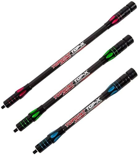 MILAEM Bogenschießen Bogen Stabilisator Balance Bar 10 Zoll 12 Zoll 15 Zoll Seitenstange Carbon Stabilisator Dämpfer Stoßdämpfer für Compoundbogen Recurve Bogen (Grün, 15)