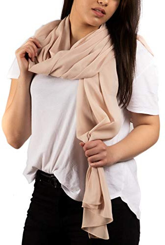 DOLCE ABBRACCIO by RiemTEX Schal Damen PRIMAVERA in Beige Damenschal Schals & Tücher Halstuch Pashmina aus Chiffon für Sommer Frühling Ganzjährig XXL Tuch Hochzeit Stola Chiffontücher (Beige)