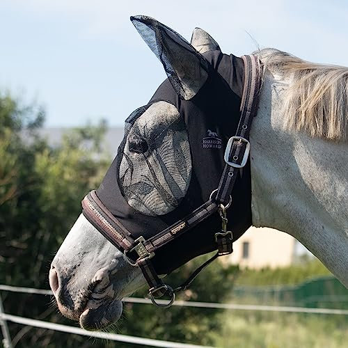 Harrison Howard Super Comfort Stretchy Fly Mask Large Eye Space with UV Protection Soft on Skin with Breathability schwarz M