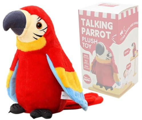 Kids Cutiest Talking Parrot Toy Mimicry Pet Speaking Plush Toy Repeat What You Say Waving Wings Electronic Record Bird Toy Stuffed Animal Interactive Sensory Educational Toy Birthday Xmas Gift