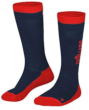 Trollkids SKI SOCKS Ski Socken, Mystikblau/Hellrot, Größe 23-26