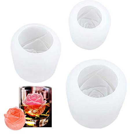 3D Rosen Blumen Silikon Backform Harz Form Rose Silikon Form Rose Blume Silikon Blumen Kuchen Fondant Formen Epoxidharz Formen Silikon Rose für Rosen Blütenblatt Handgefertigt DIY Tools 3 Stück