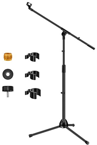 InnoGear Mikrofonständer, Galgenarm, Mikrofonständer, Boden, abnehmbar, höhenverstellbar, strapazierfähig, mit Mikrofon-Clip-Halter, Metallsockel für Blue Yeti HyperX QuadCast Shure SM58 Samson Q2U