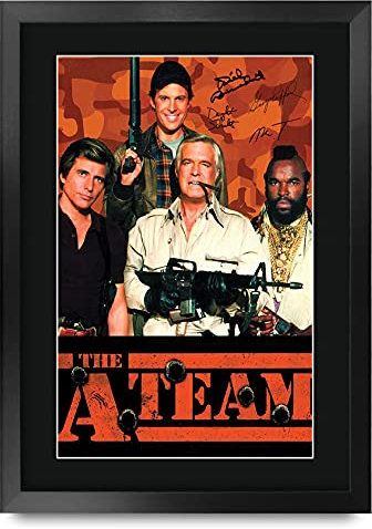 HWC Trading FR A3 The A-Team George Peppard, Mr T Gifts gedrucktes Autogramm Poster für TV-Fans – A3 gerahmt…