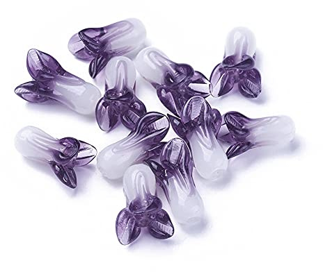 PandaHall Lot de 10 perles en verre faites à la main en forme de chou pour fabrication de bracelets, colliers, bijoux, loisirs créatifs, violet